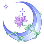digitally painted crescent moon with a flower growing out of it